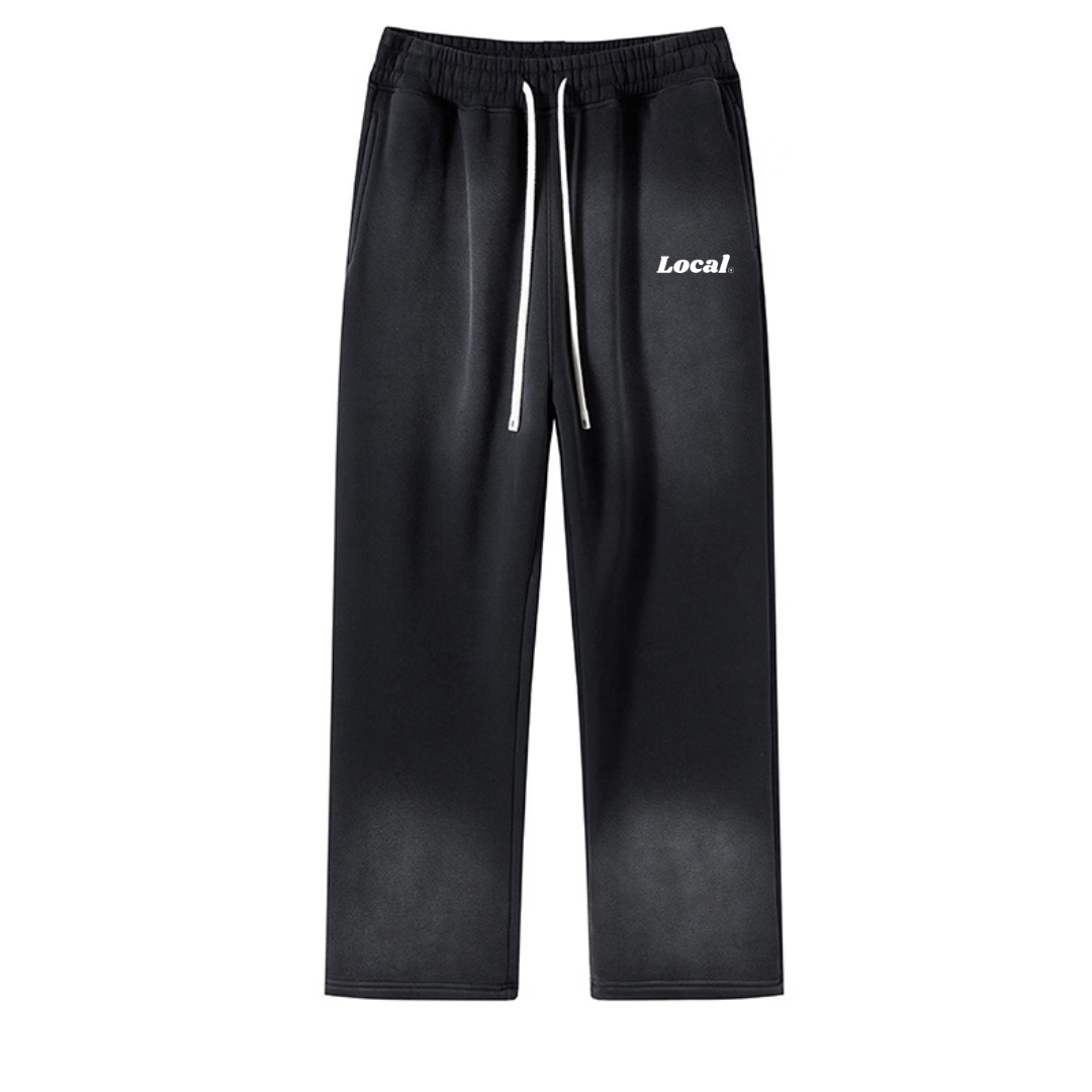 Straight Leg Sun Fade Sweat Pants Black - Vintage Sweatpants Straight Leg Sun Fade Sweat Pants Black - Vintage Sweatpants
