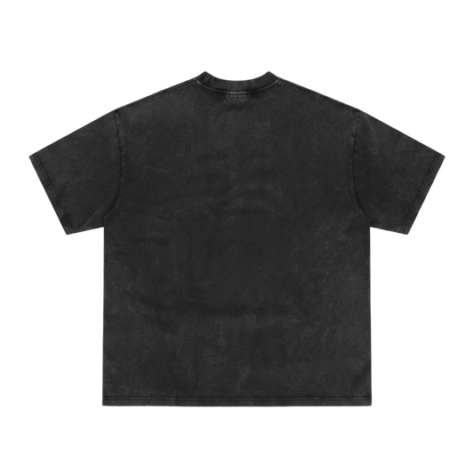 Heavyweight Washed Black Tee - Saint Logo Black Stitch