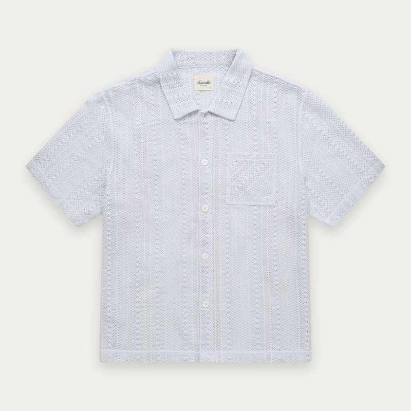 SS26 Crochet Box Shirt - Baby Blue