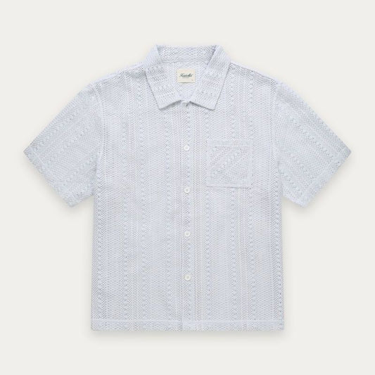 SS26 Crochet Box Shirt - Baby Blue
