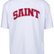 T-shirt blanc « Saint » avec écusson rouge et coutures blanches