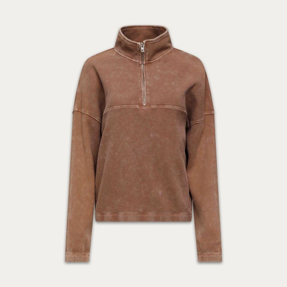 Bailey Waffle Zipup - Washed Sand