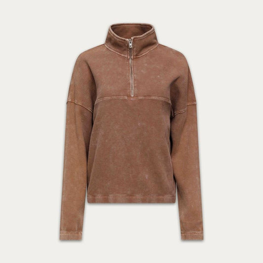 Bailey Waffle Zipup - Washed Sand
