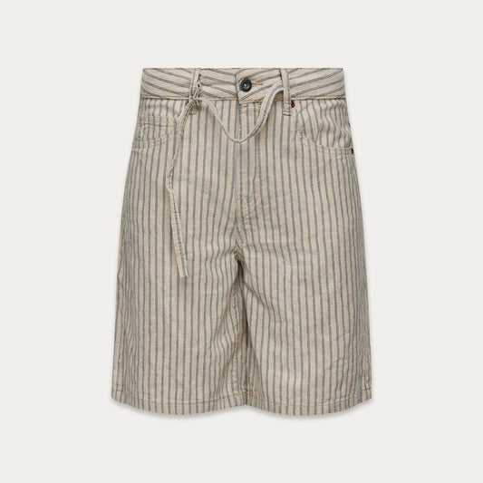 Herringbone Belted Shorts - Herringbone Stripes