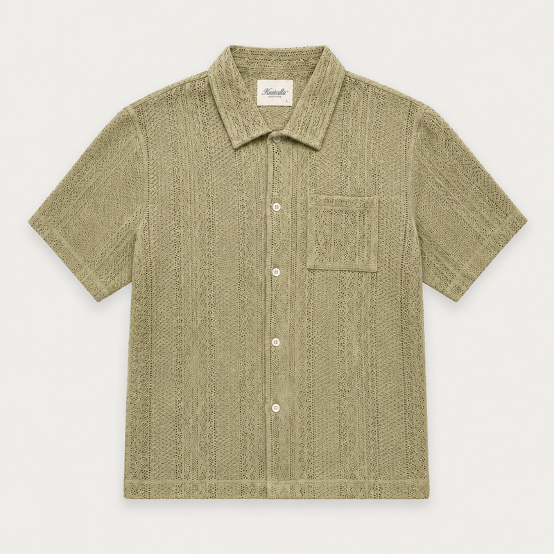 SS26 Crochet Box Shirt - Sage