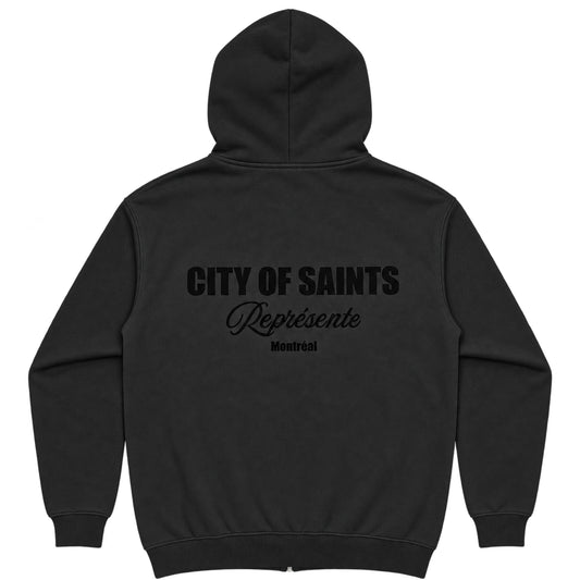 Saint - Black Represents Zip Up Hoodie (back)