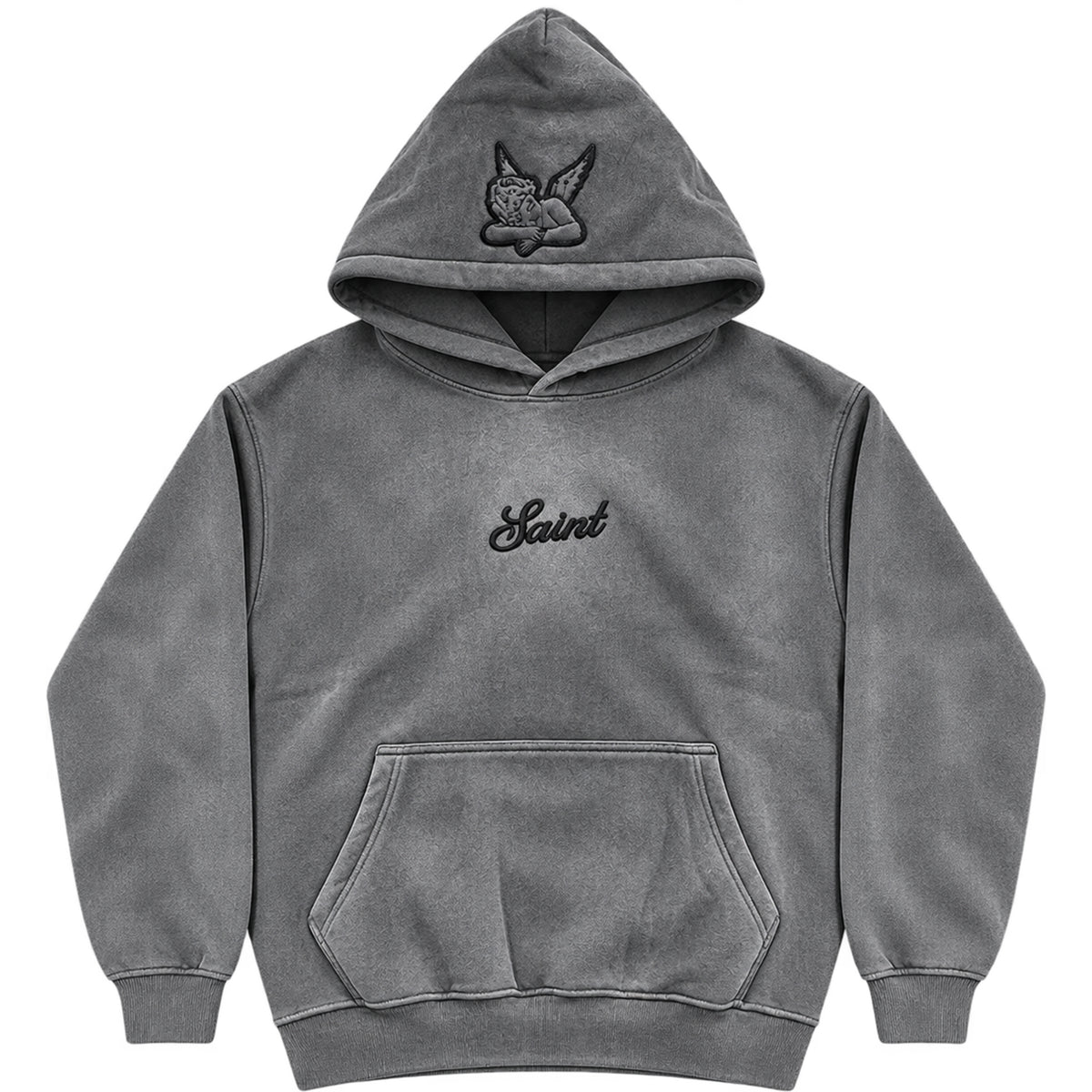 Hoodie Saint Washed Grey 3D