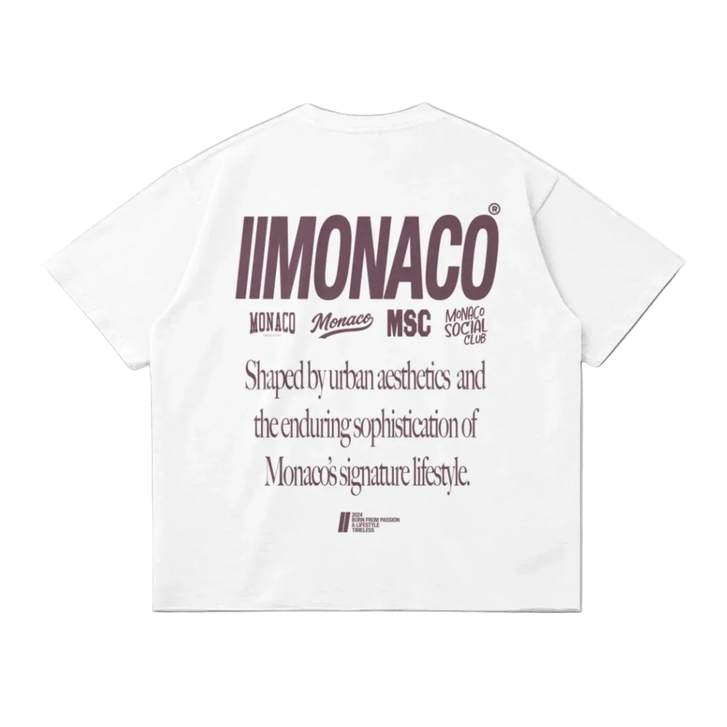 MONACO AESTHETIC TEE - WHITE DEEP MERLOT