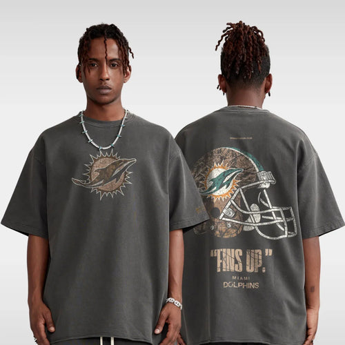 DOLPHINS REALTREE FOOTBALL TEE - DARK GRAY