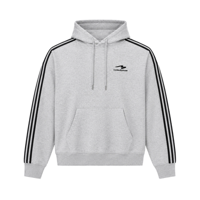 French Terry Striped Hoodie - Sports Grey
