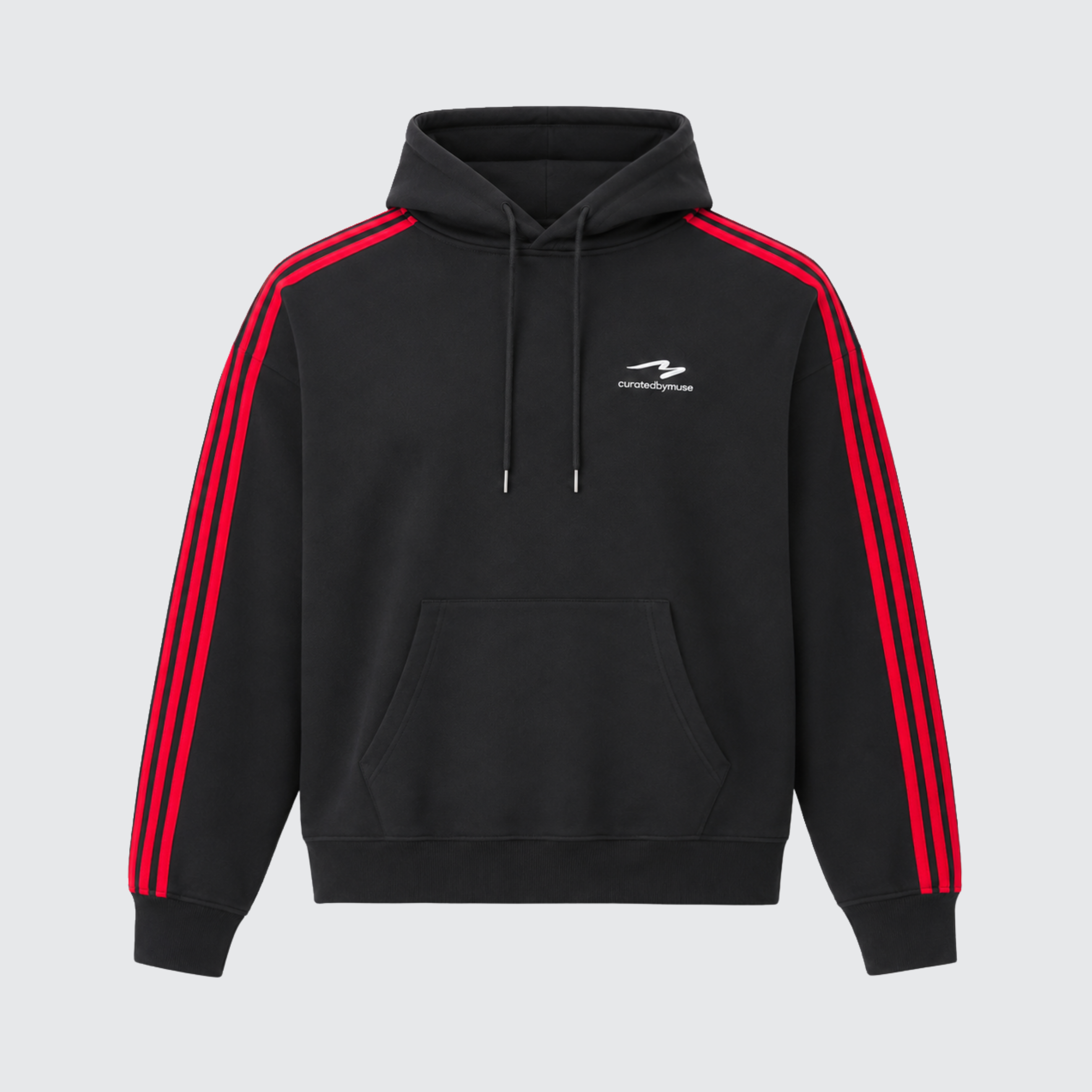 French Terry Striped Hoodie - Redline