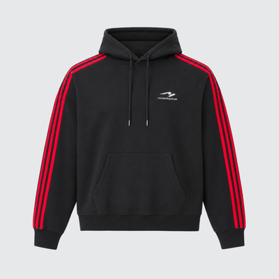 French Terry Striped Hoodie - Redline