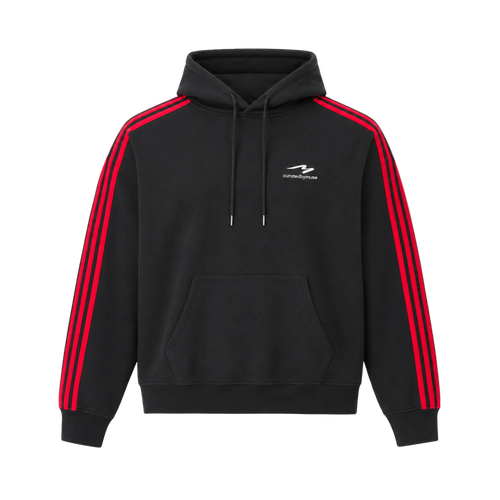French Terry Striped Hoodie - Redline