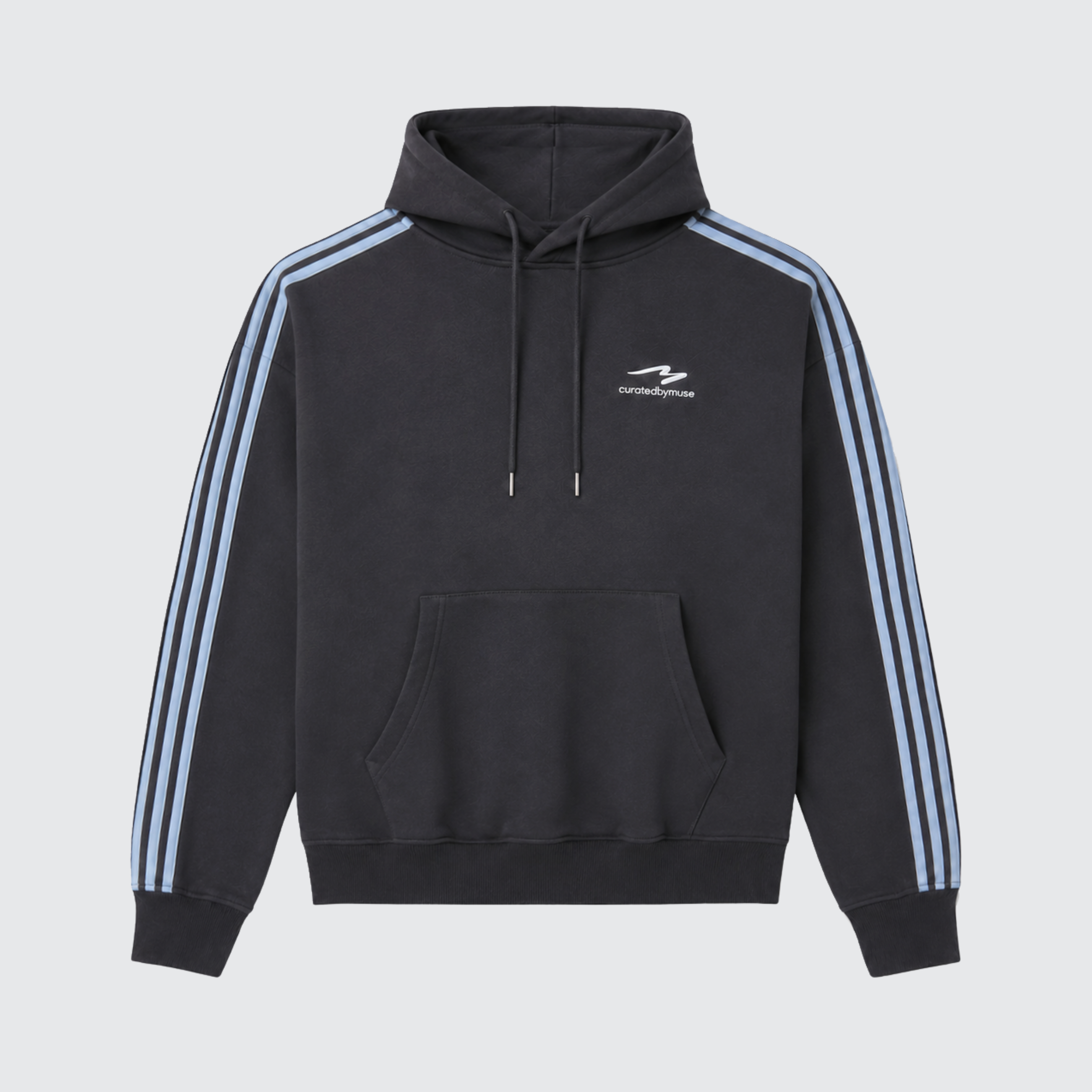 French Terry Striped Hoodie - Skyline