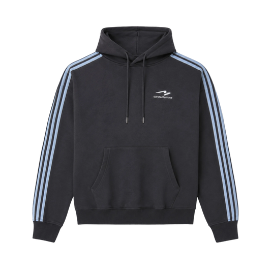French Terry Striped Hoodie - Skyline