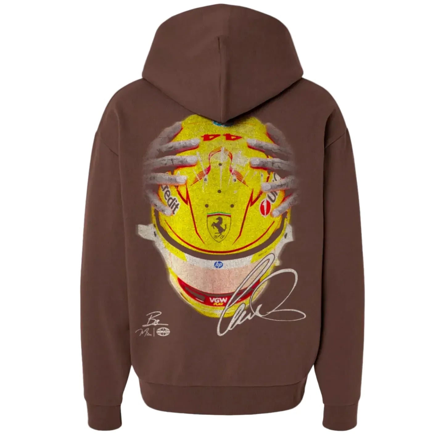 LEWIS HAMILTON FERRARI HELMET HOODIE - MOCHA