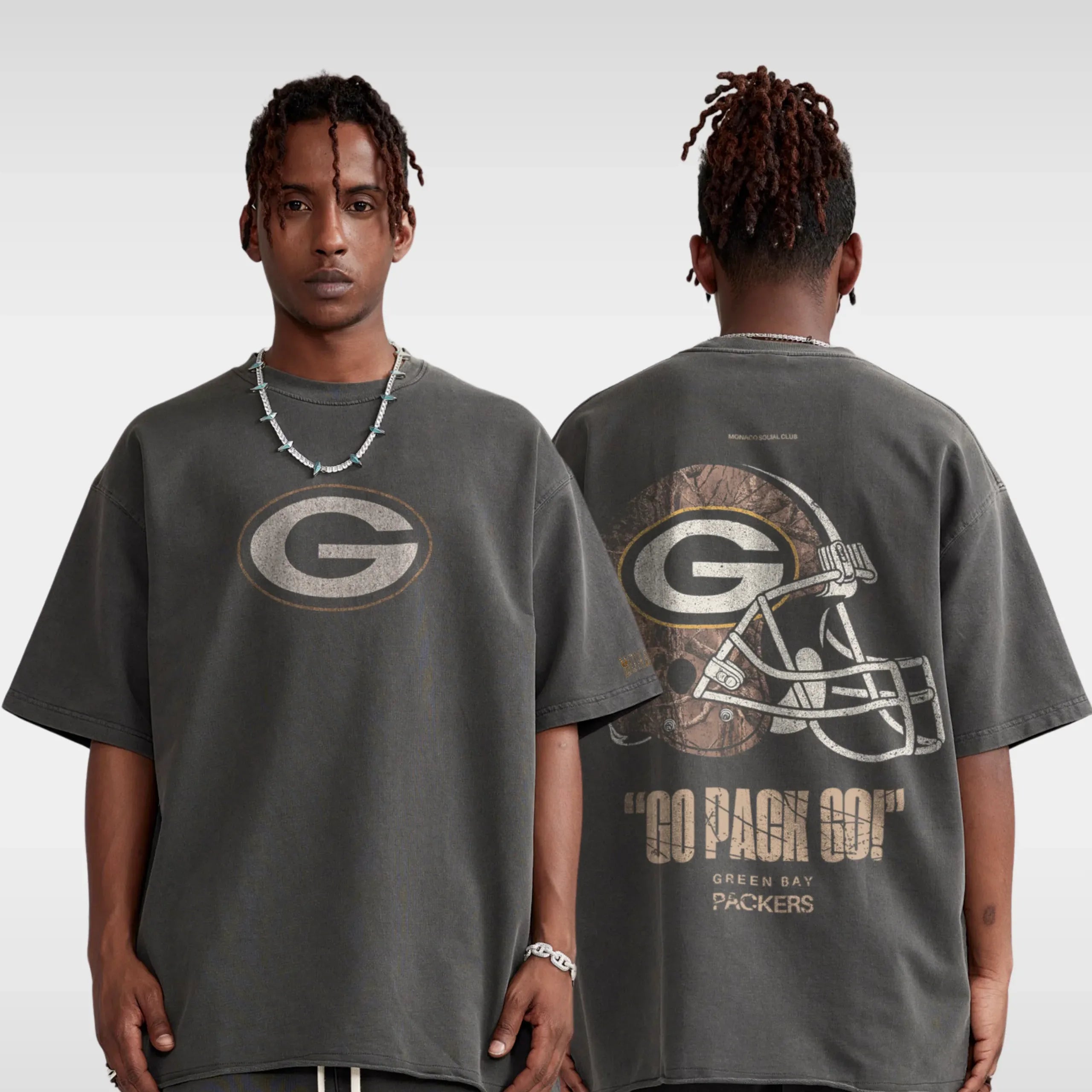 PACKERS REALTREE FOOTBALL TEE - DARK GRAY