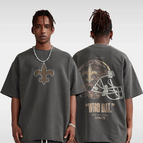 SAINTS REALTREE FOOTBALL TEE - DARK GRAY