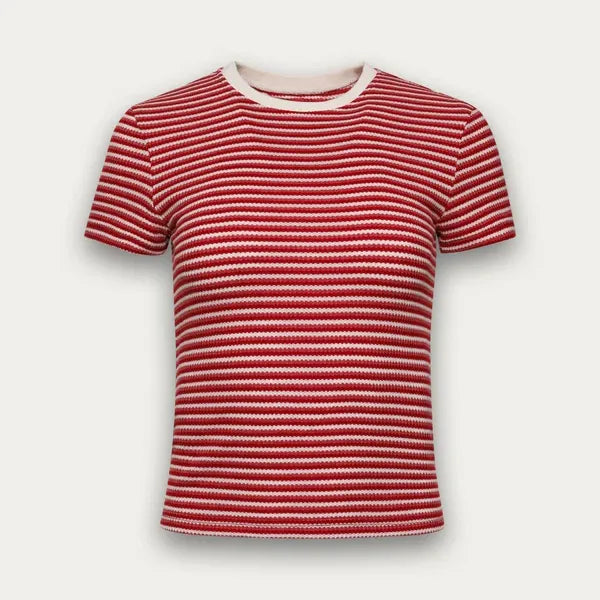 Yasmine Stripe Tee - Gradient Red
