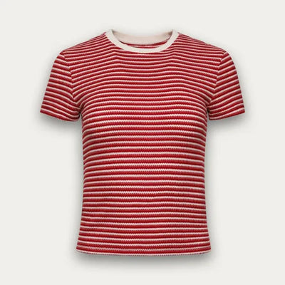 Yasmine Stripe Tee - Gradient Red