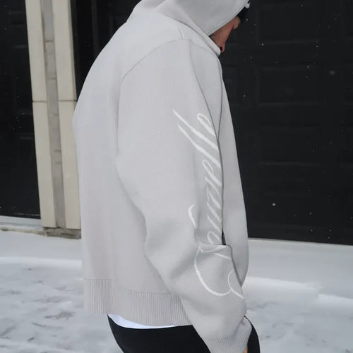 NE Zip-Up With Sleeve Logo - Grey