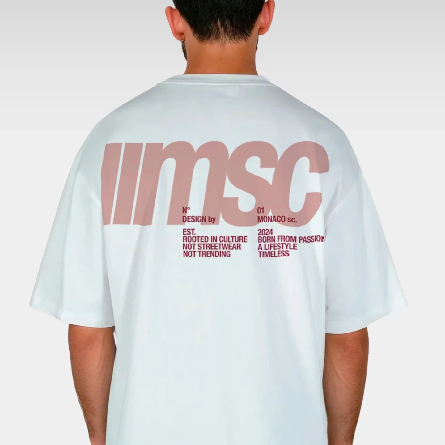 MSC LABEL TEE - WHITE CLAY CRIMSON