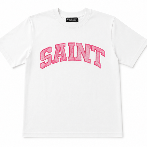White Tee - Saint Red College Stich