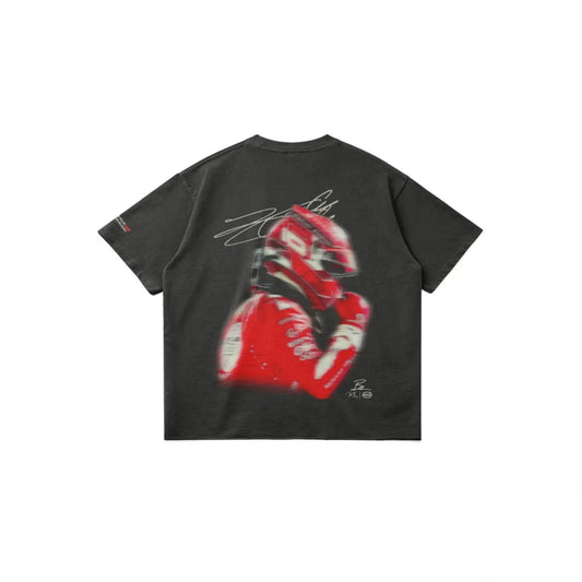 Charles Leclerc Blur Tee - Side Profile - Faded Black
