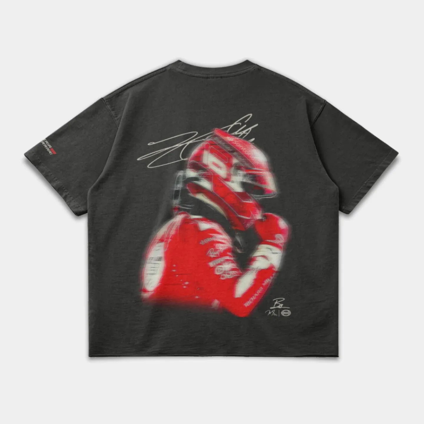 Charles Leclerc Blur Tee - Side Profile - Dark Grey