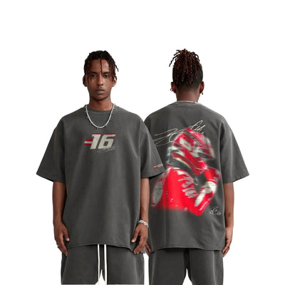 Charles Leclerc Blur Tee - Side Profile - Faded Black