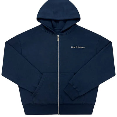 "Riche Et En Santé" Zip-up - Navy