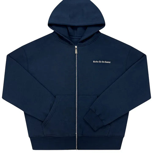 "Riche Et En Santé" Zip-up - Navy