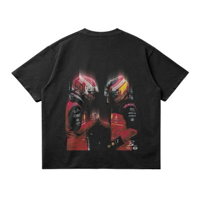 T-SHIRT DE COURSE FERRARI TEAM 2024 - NOIR DÉLAVÉ