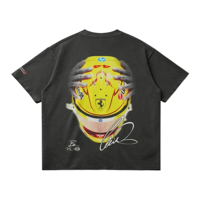 Lewis Hamilton Ferrari Helmet Tee - Dark Grey