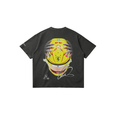 T-shirt Lewis Hamilton avec casque Ferrari - Gris foncé