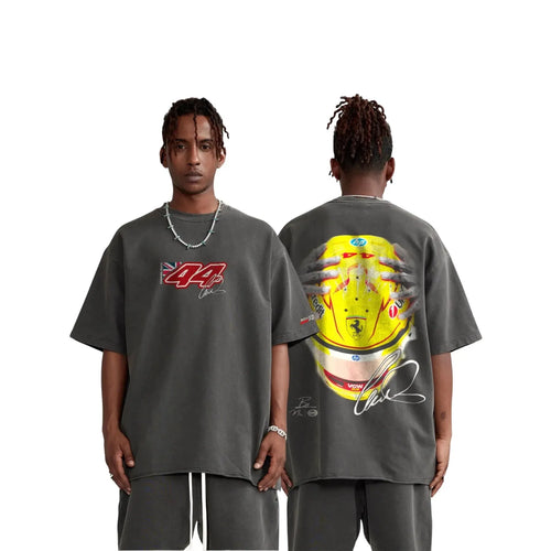 Lewis Hamilton Ferrari Helmet Tee - Dark Grey