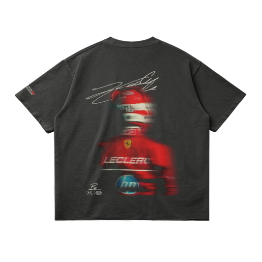 Charles Leclerc Blur Tee - Back Profile - Dark Grey