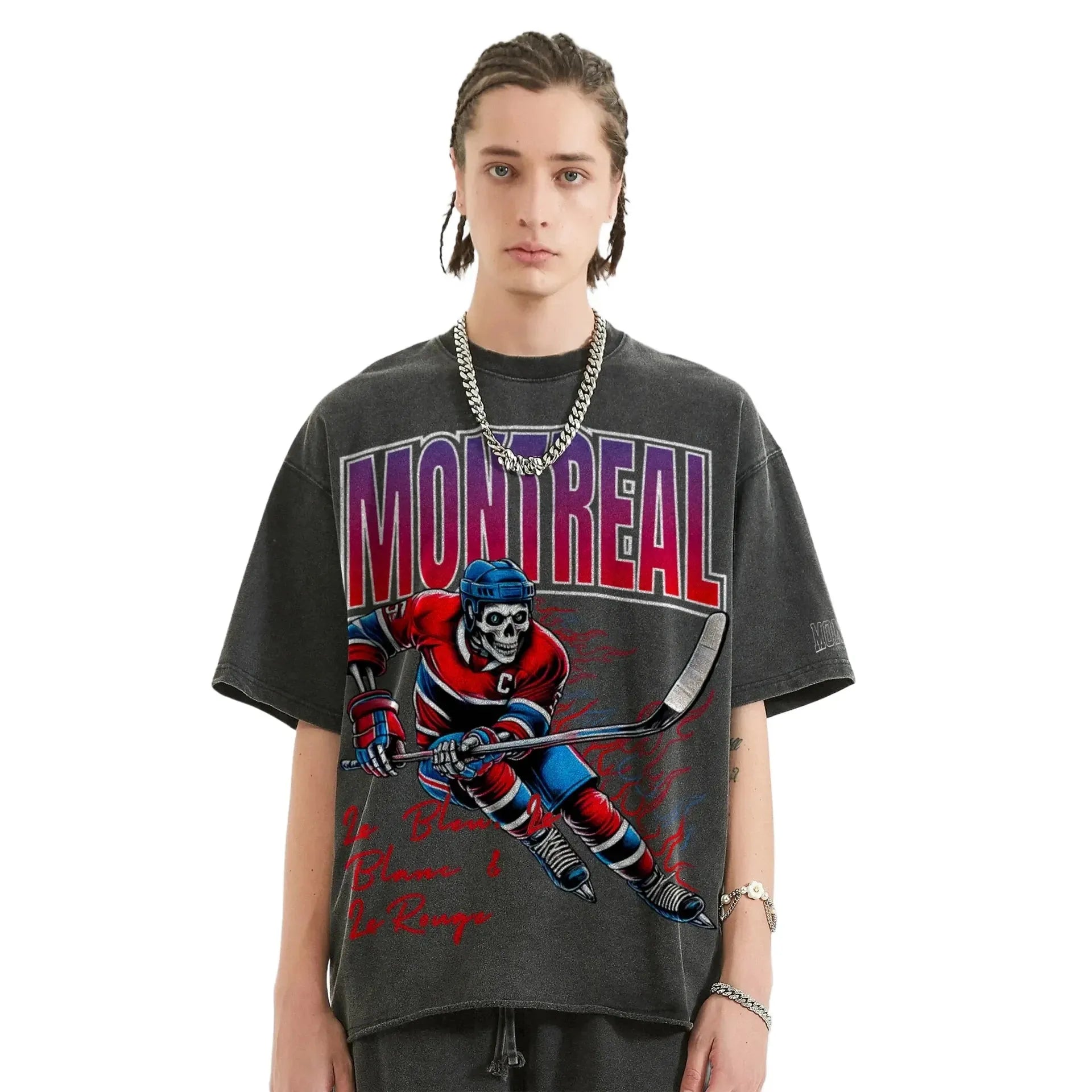 T-shirt de hockey de Montréal - Noir délavé