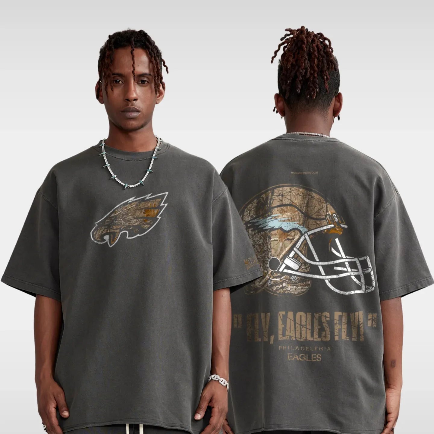EAGLES REALTREE FOOTBALL TEE (DARK GRAY)
