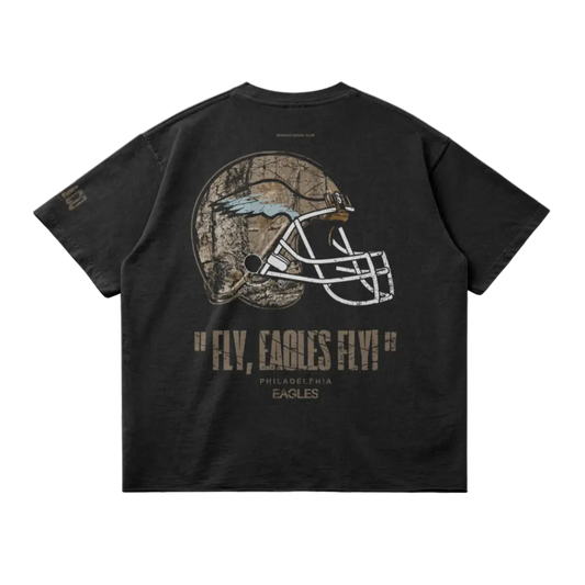 EAGLES REALTREE FOOTBALL TEE - (FADED BLACK)