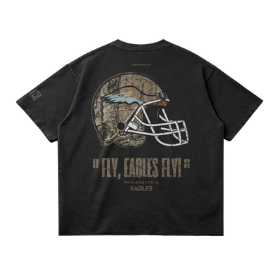 EAGLES REALTREE FOOTBALL TEE - (FADED BLACK)