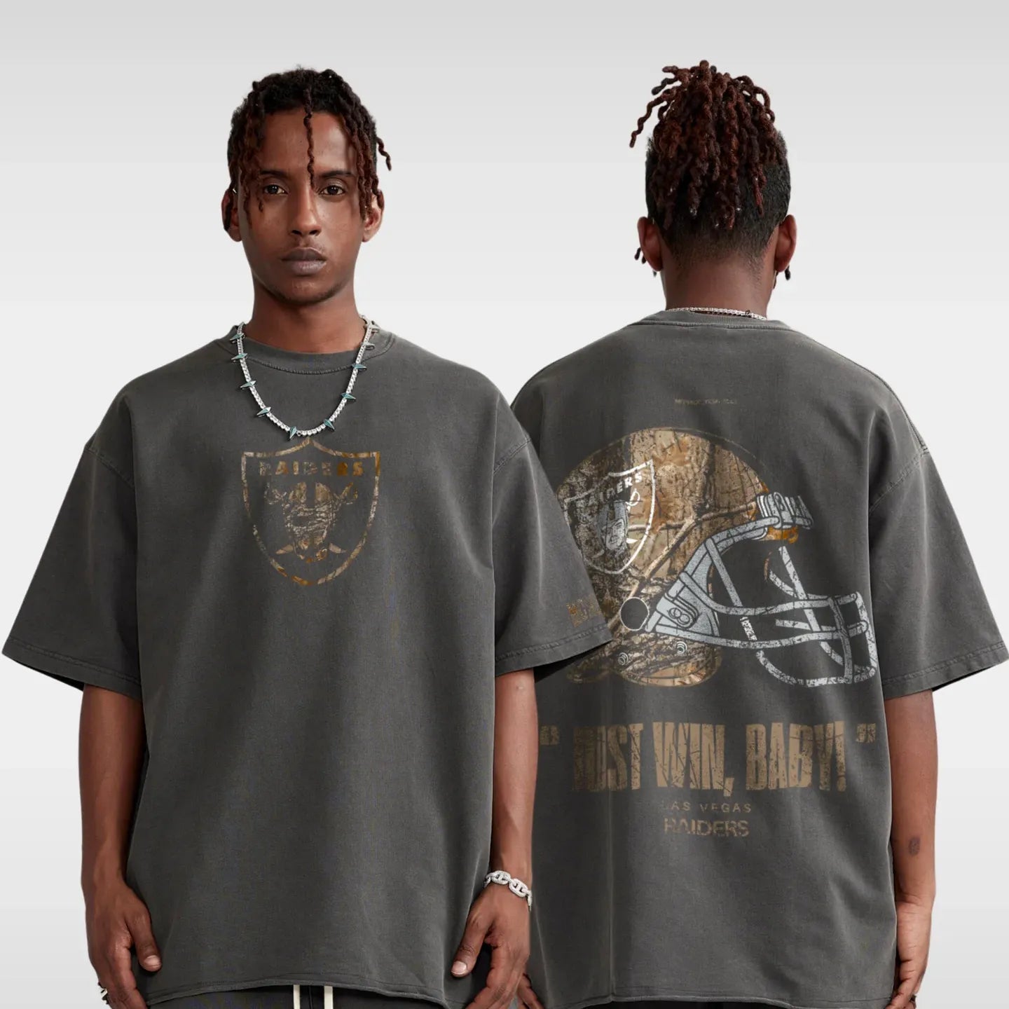 RAIDERS REALTREE FOOTBALL TEE (DARK GRAY)
