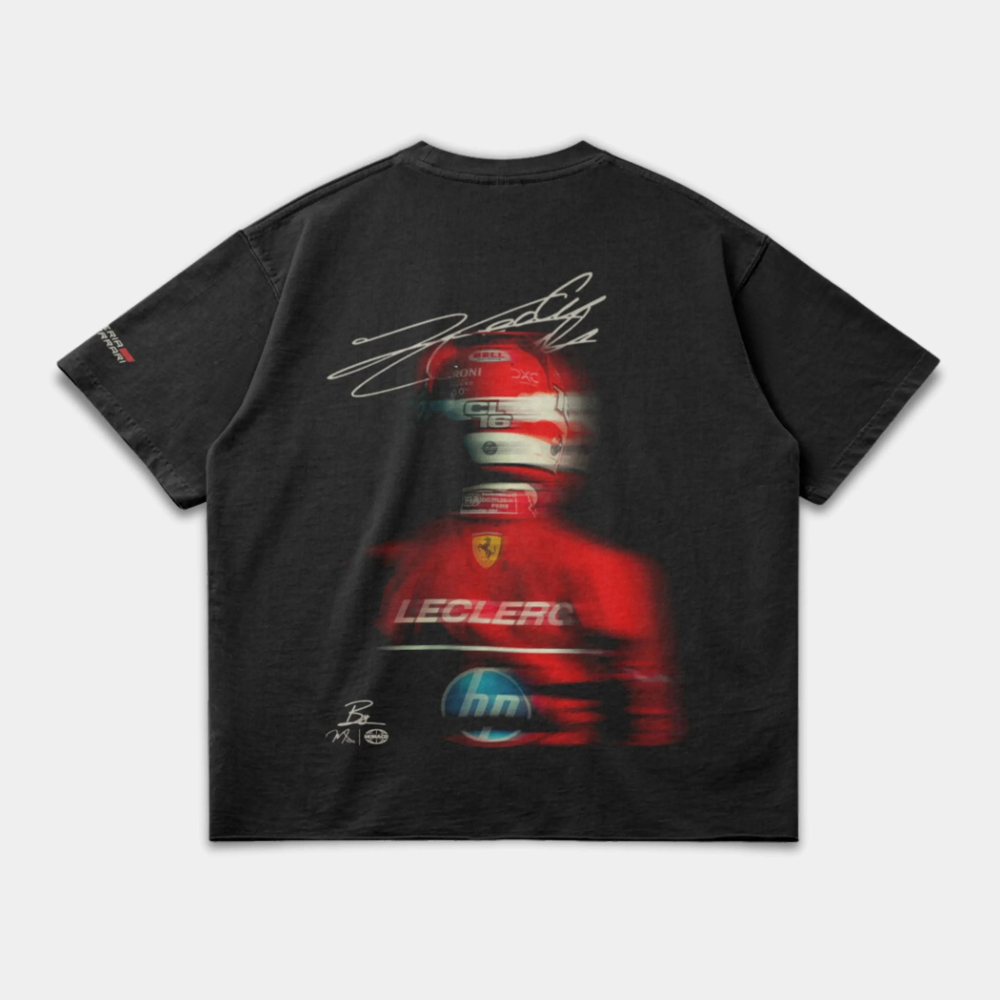 Charles Leclerc Blur Tee - Back Profile - Faded Black