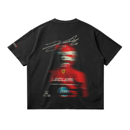 Charles Leclerc Blur Tee - Back Profile - Faded Black
