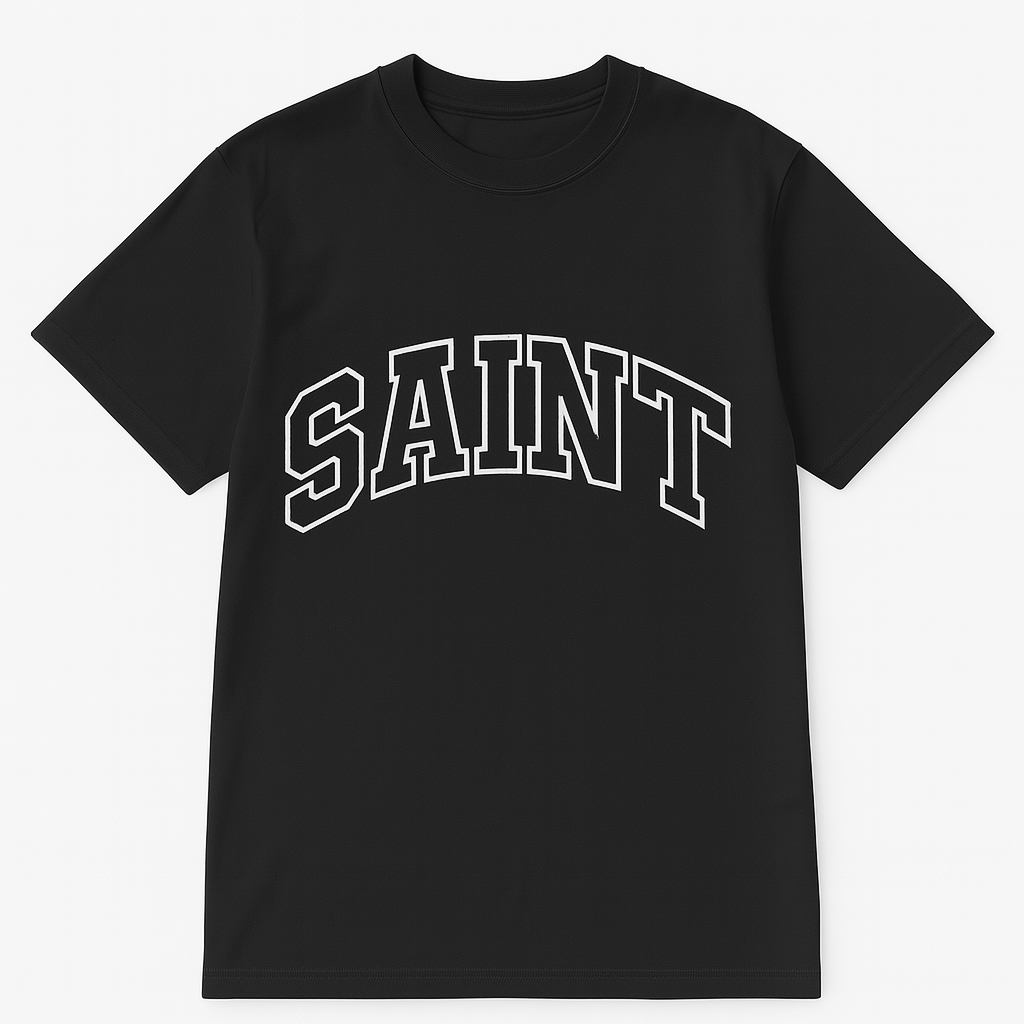 Black ''Saint'' Black Patch Tee