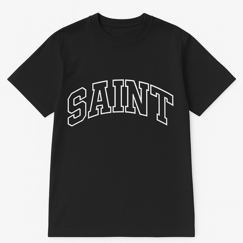 Black ''Saint'' Black Patch Tee