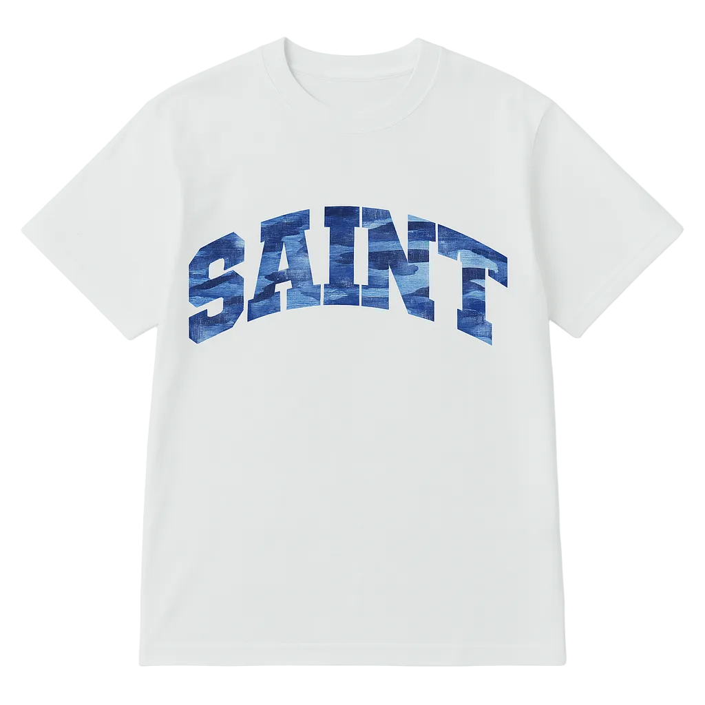 T-shirt camouflage bleu « Saint » blanc