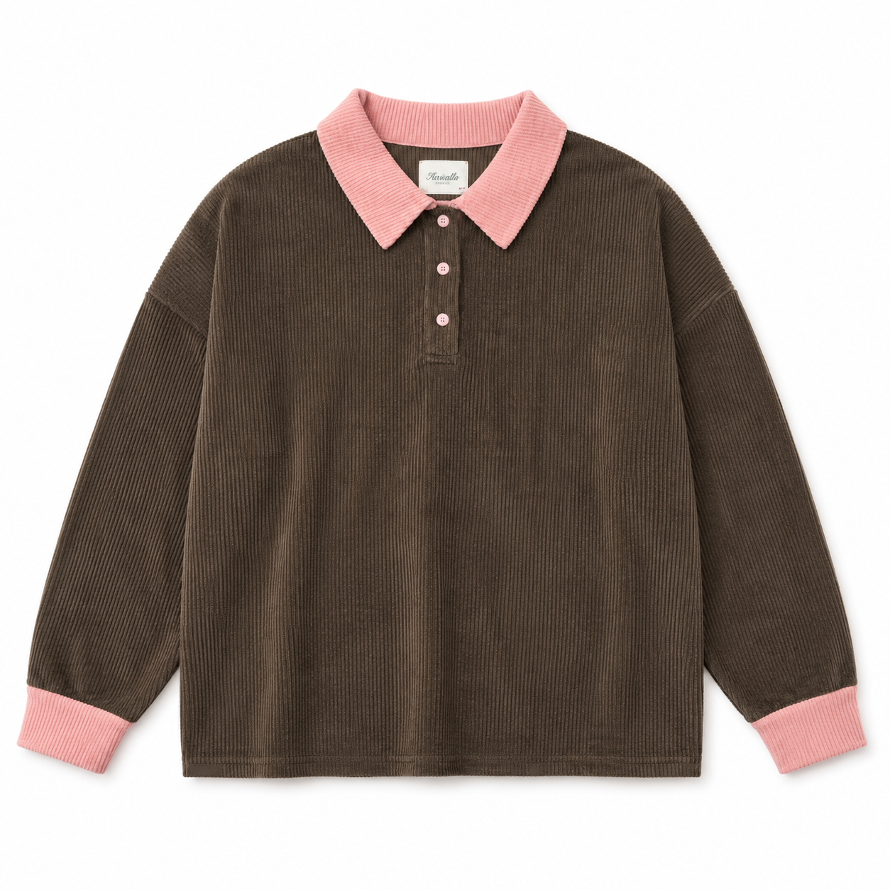 Daybreak Corduroy Polo - Cocoa/Pink