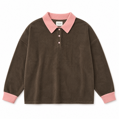 Daybreak Corduroy Polo - Cocoa/Pink