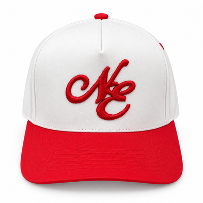 NE - Hat / Cap - White &  Red Trucker